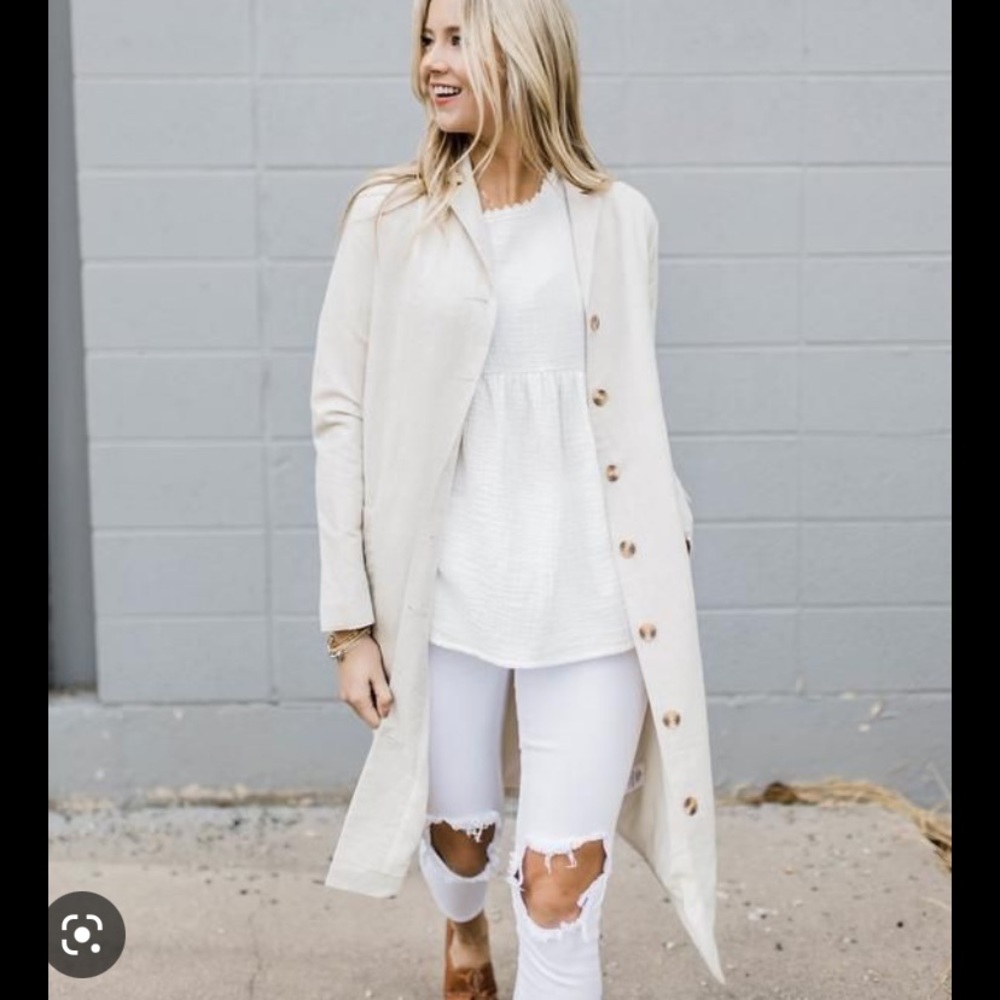 Natural Linen Long Overcoat